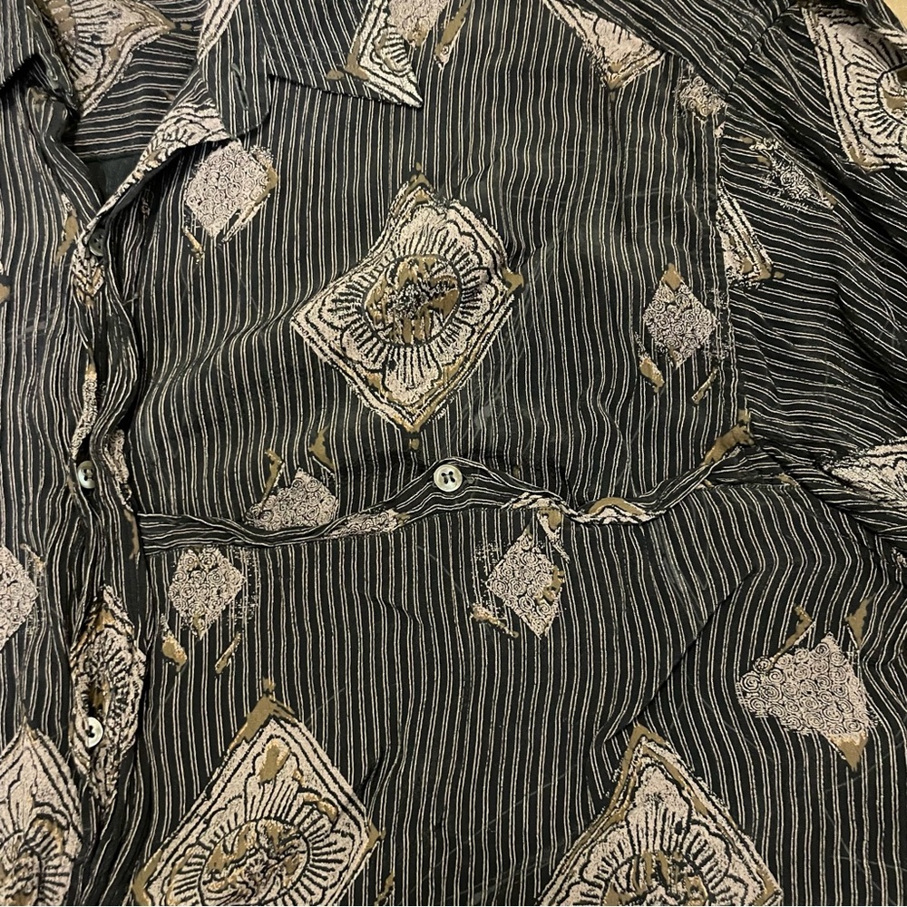 Y2K Pal Zileri patterned silky dress shirt - Picture 5 of 12